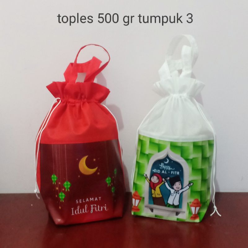 (500 gr) Tas Lebaran Tas Kue Kering Tas Spounbound Wadah Toples Bulat Setengah Kilo Print Gambar