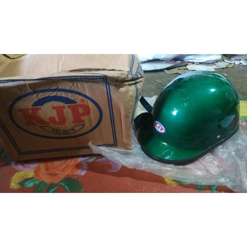 helm helmet klasik vintage retro jadul Old school model gayung ciduk merk Kjp hijau