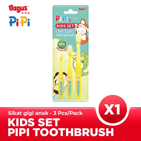 Ktmstore Bagus PiPi Kids Set Toothbrush - Sikat Gigi Silicon Anak W-21105