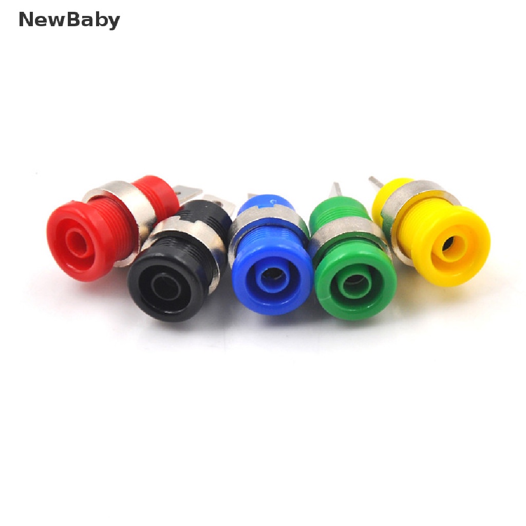 NewBaby 5Pcs 4mm Banana Plugs Female Jack Socket Plug Wire Connector 5 Colors ID