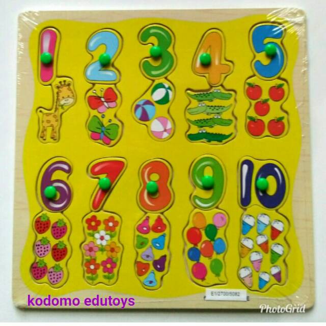 Puzzle Kayu Angka 1 - 10,Mainan Kayu Edukatif Anak