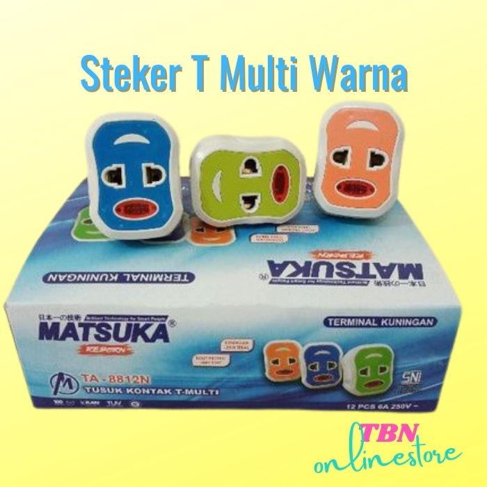 Steker T Multi Warna TA8812N Matsuka (SNI) Stop Kontak