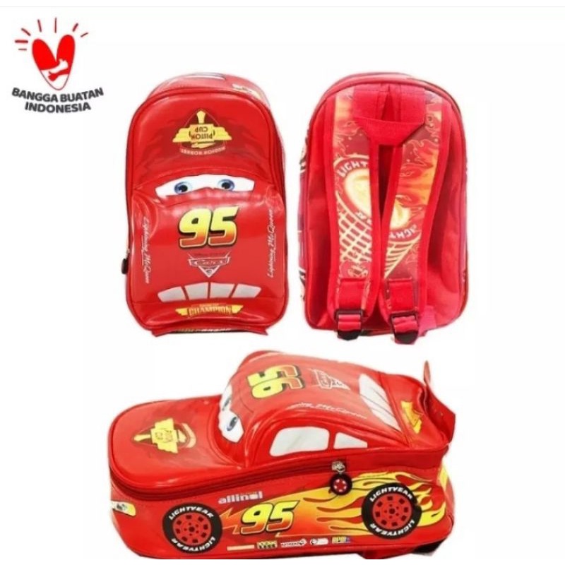 Tas Ransel Anak Laki - Laki Mobil 3D Gambar Timbul