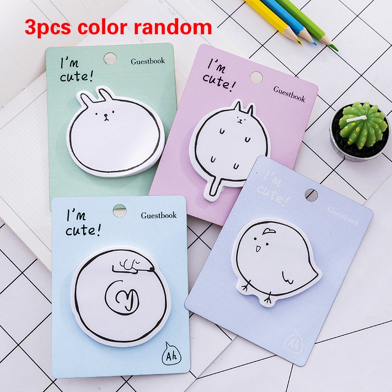 3pcs 30 Sheets Kawaii Animal Shape Memo Pads Sticky Notes Planner Stickers Office School Supplies