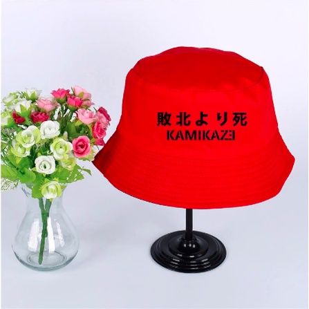 Bucket Hat Bordir Kamikaze Kualitas Premium Unisex Kualitas Premium