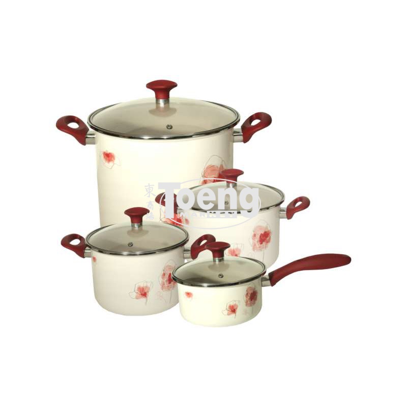 PANCI ENAMEL SET OF 8 (BT20,24,GT24,SP18) TUTUP KACA POPPIES CHEFINA