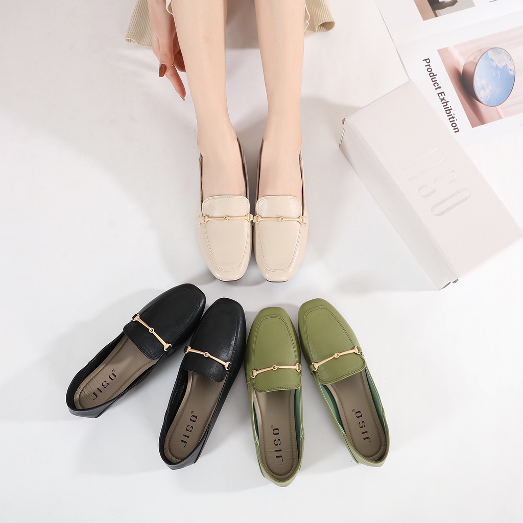 JISO RYONA Daniella-22 Sepatu Flat shoes Wanita Loafer Import