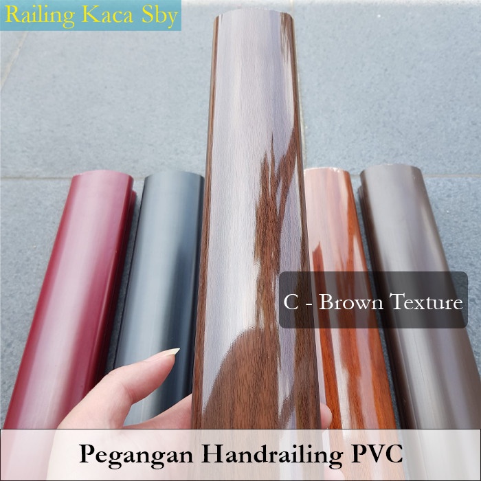 HANDRAILING PVC PEGANGAN RAILING TANGGA WARNA COKLAT SERAT