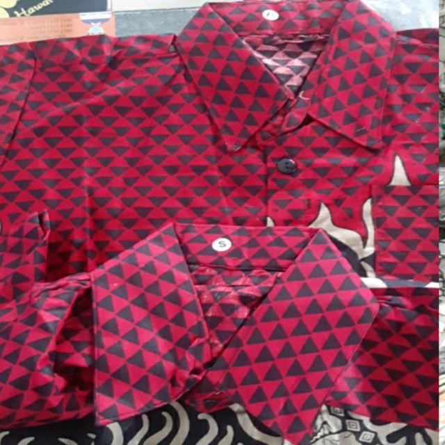 Batik Couple Keluarga Sania Ruffle Ori Ndoro Jowi Dnt Motif Bara Api Merah