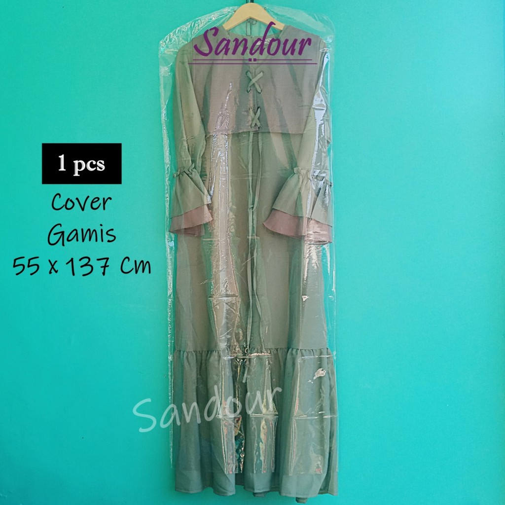 Sandour Mika Cover Baju Gamis 55x137 Plastik Transparan Pelindung Pakaian Gantung Anti Debu
