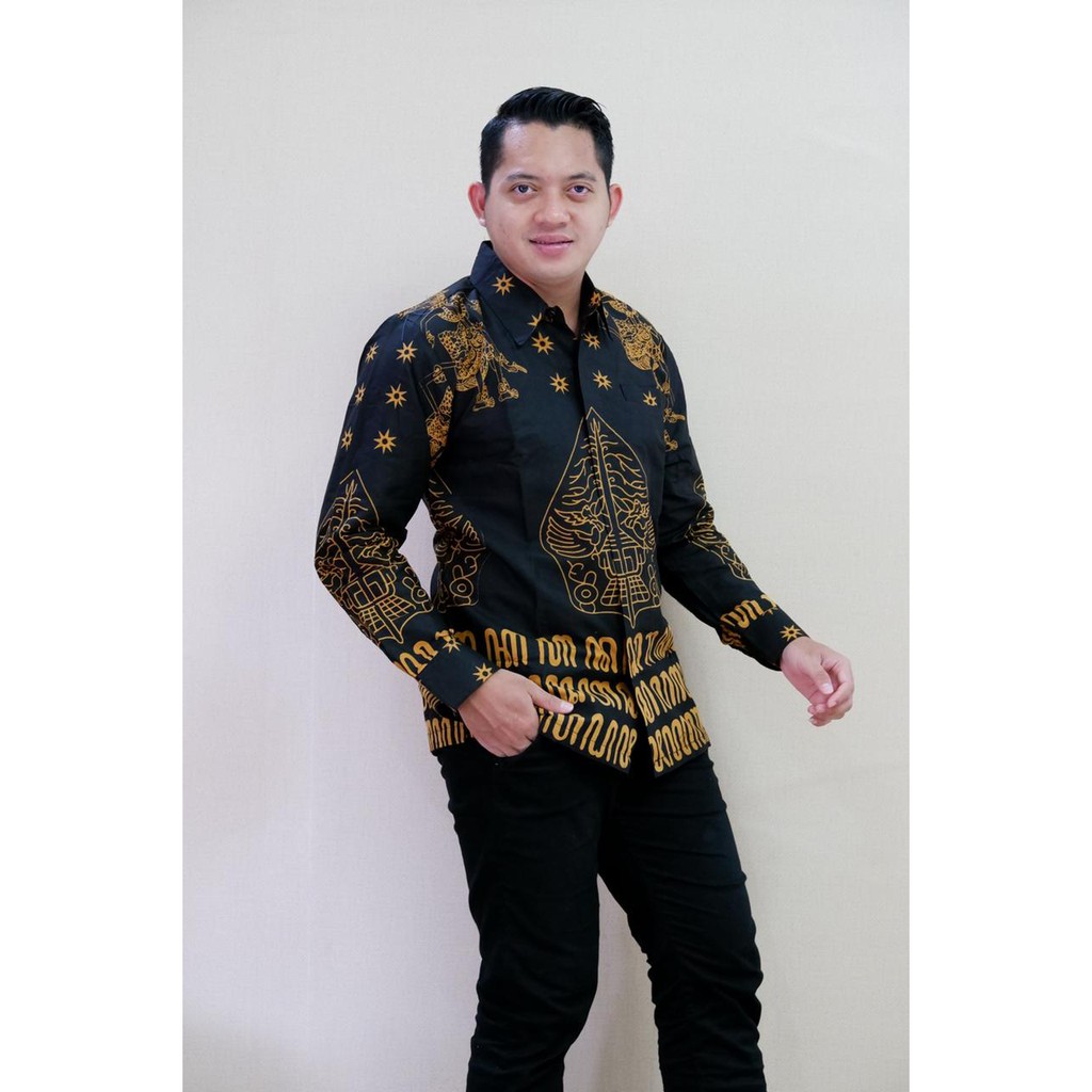 WAYANG EMAS KUNING kemeja batik pria lengan panjang terbaru ORIGINAL panjang modern PREMIUM