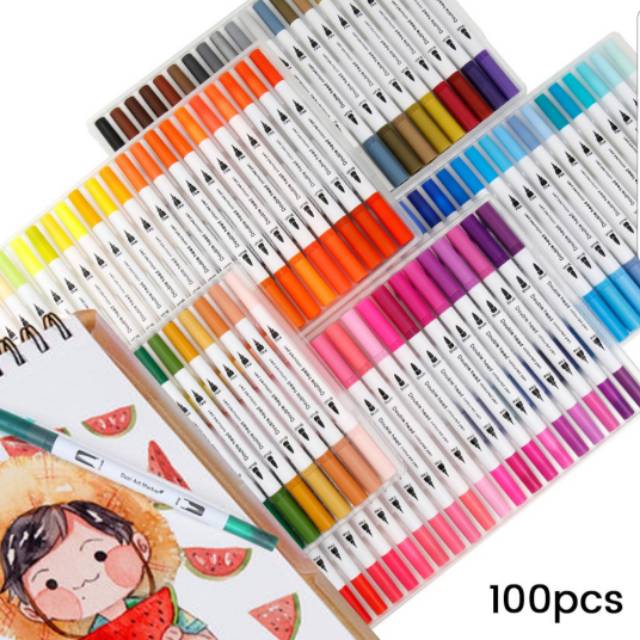 

Dual Tip WaterColor Brush Markers 100 Colors