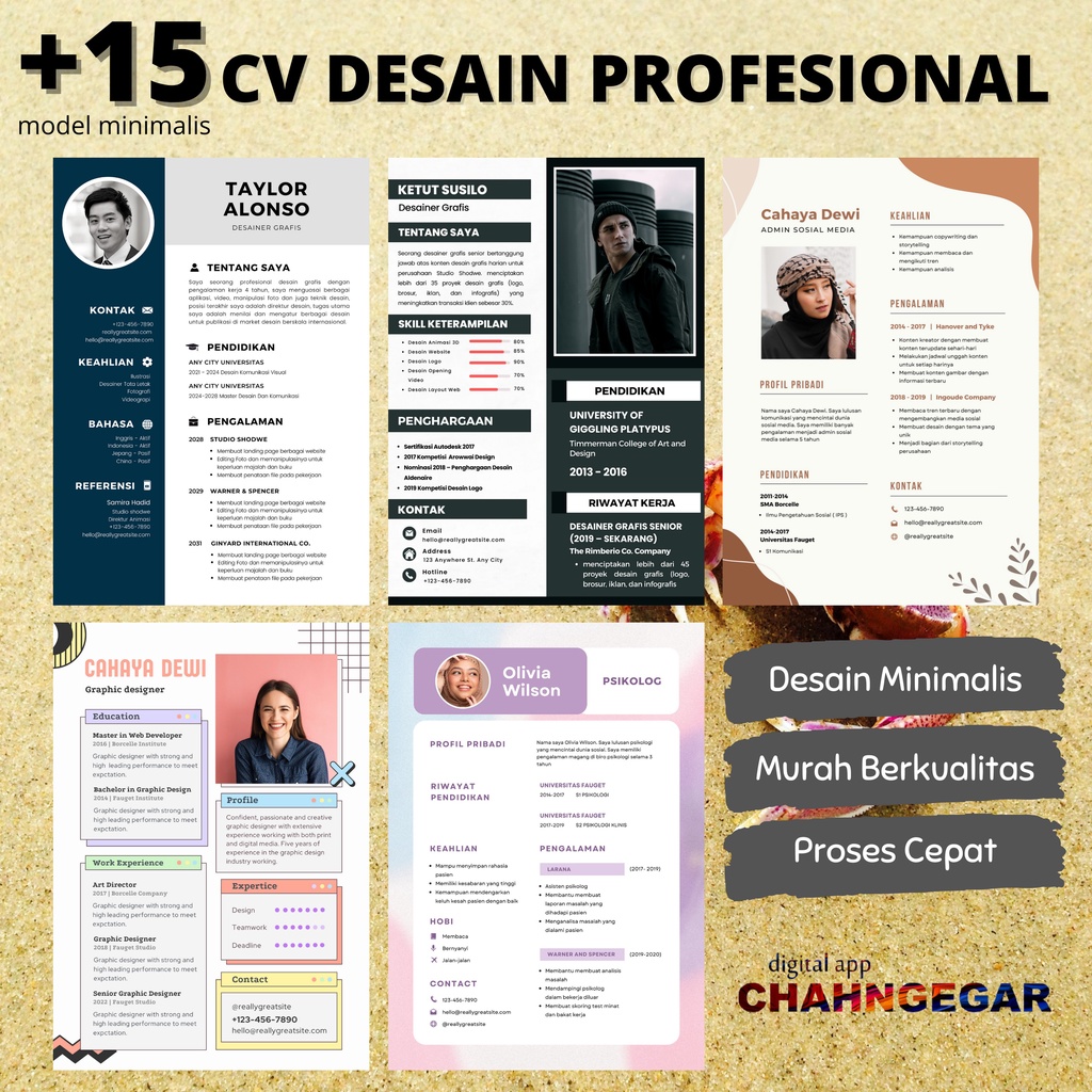 Jasa Pembuatan CV Kerja | Jasa Desain CV Profesional Model Minimalis Modern