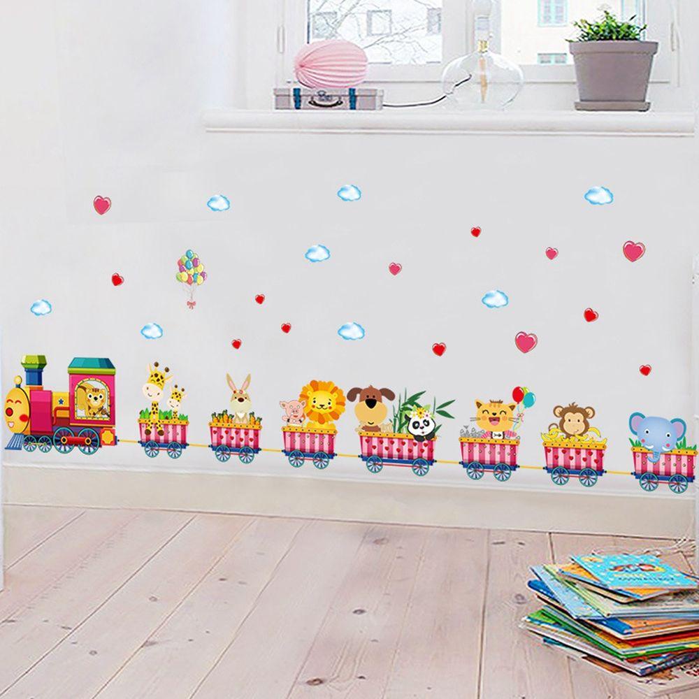 Agustina Stiker Dinding Diy Hewan Lucu Kamar Anak Bayi Kamar Tidur Mengemudi Kereta Kereta Kereta Mural Art