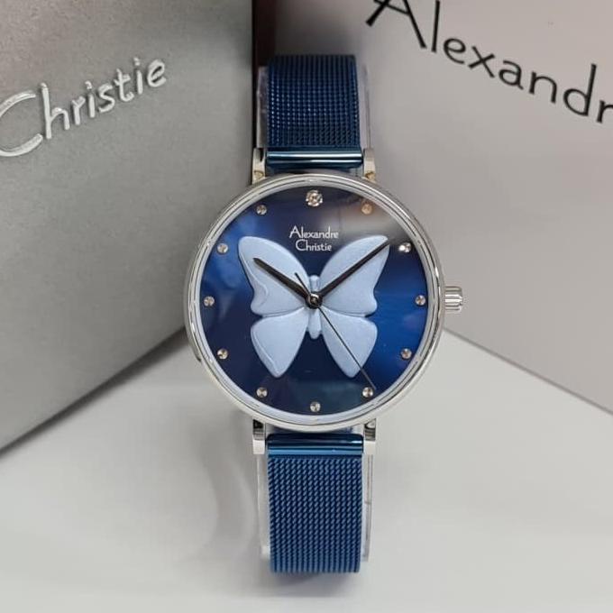 JAM TANGAN WANITA ALEXANDRE CHRISTIE AC 2850 AC2850 SILVER BLUE ORI barang ada