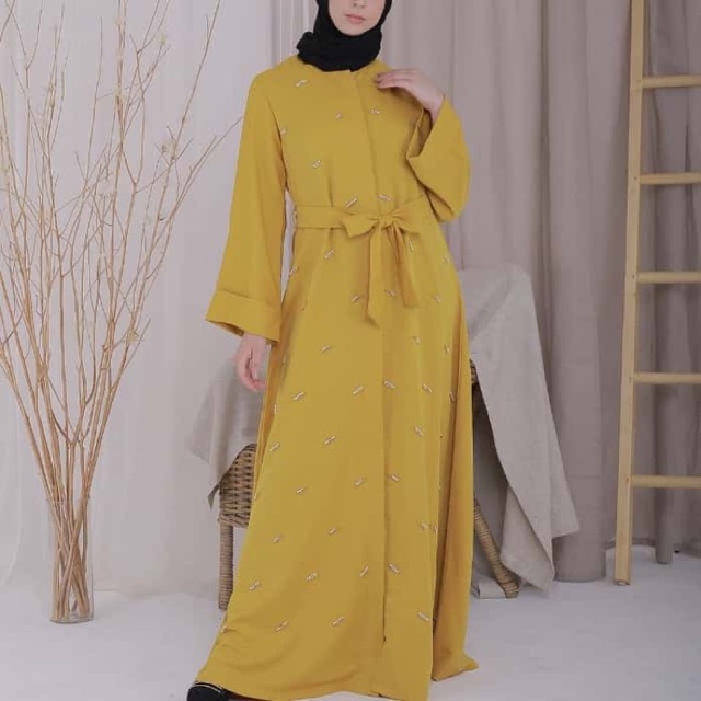 Mustard Pearl abaya