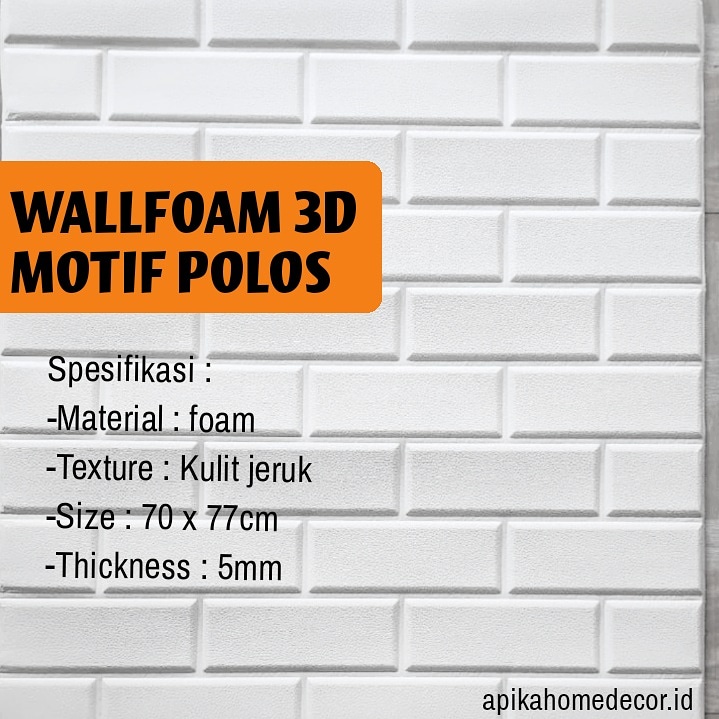 [BISA COD] Wallpaper dinding Foam 3D Wallfoam Motif Bata Putih Halus Polos Textur kulit jeruk