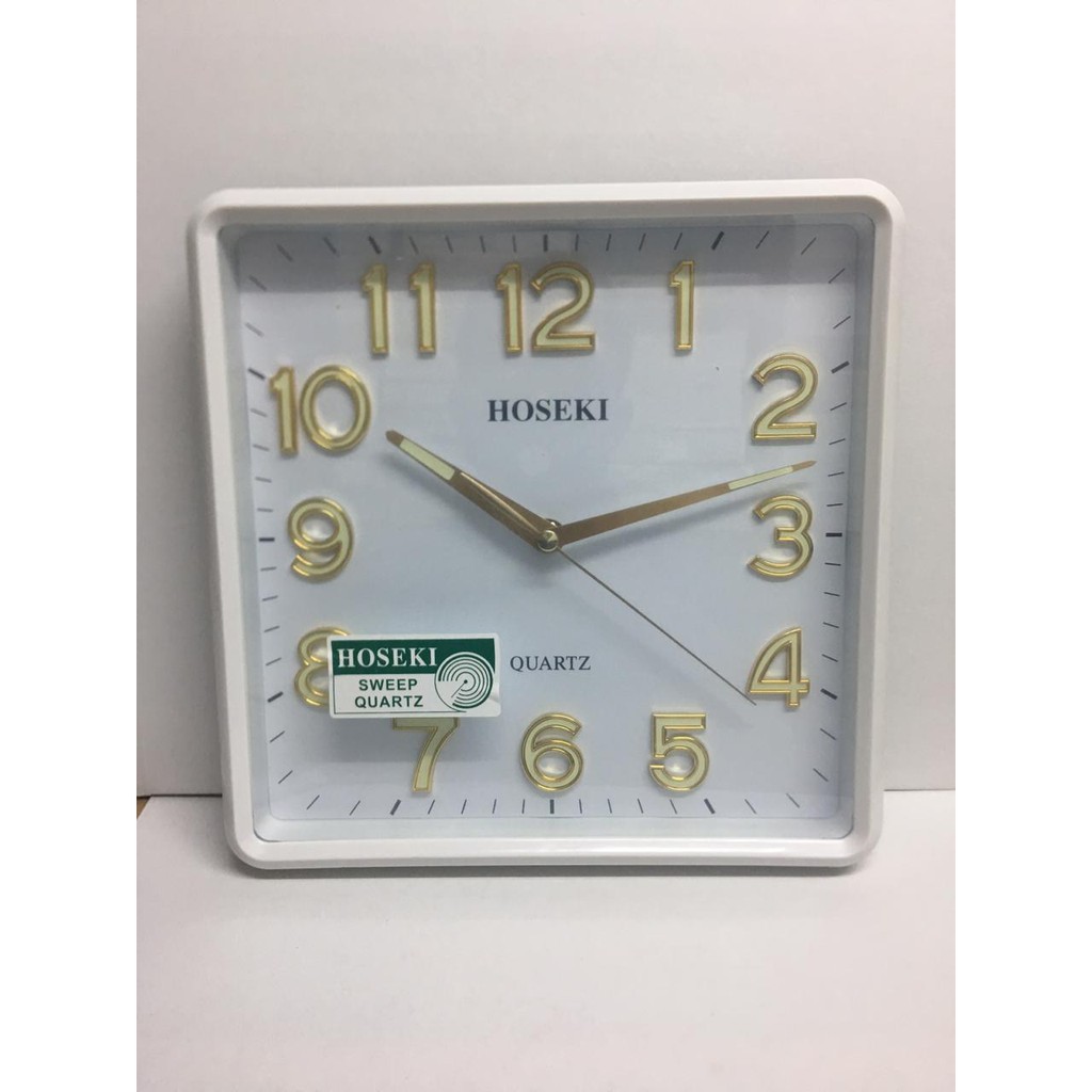 Jam Dinding / Wall Clock Persegi / Kotak Minimalis / Elegan Angka Emas - Hoseki H9210