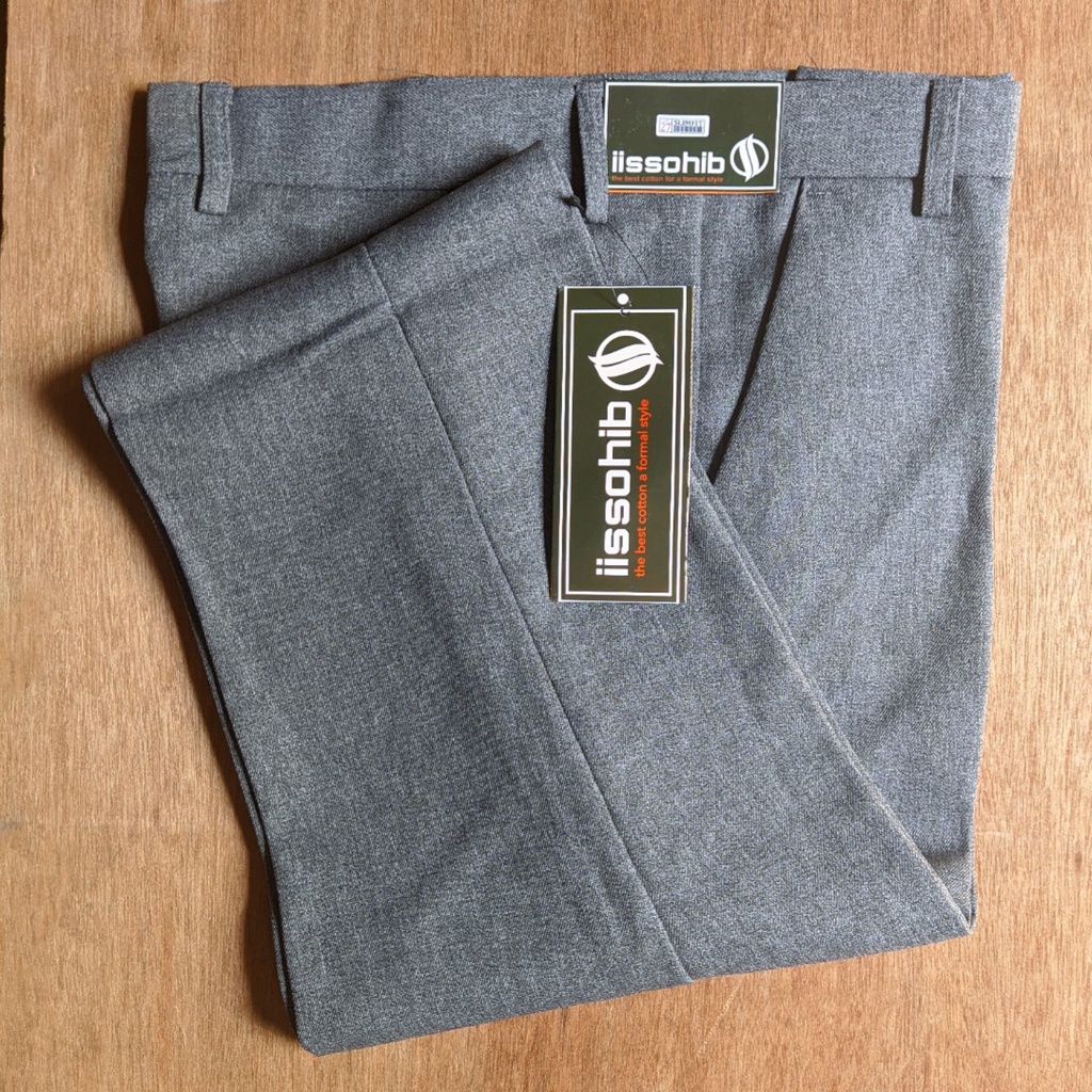 CELANA BAHAN | KERJA | FORMAL | KANTOR | PANJANG | HITAM | DASAR PRIA SLIMFIT _-