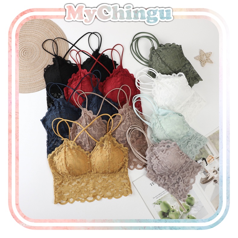 ❀ Chingu ❀ PW125 COD Bra Pakaian Dalam Wanita Sexy Bra Renda Push Up Olahraga Fashion Import Surabaya