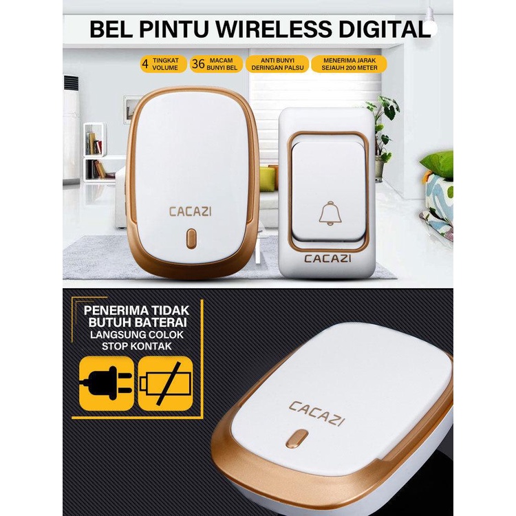 Bel Bell Pintu Rumah Kantor Wireless Tanpa Kabel Nirkabel Waterproof Smart Murah