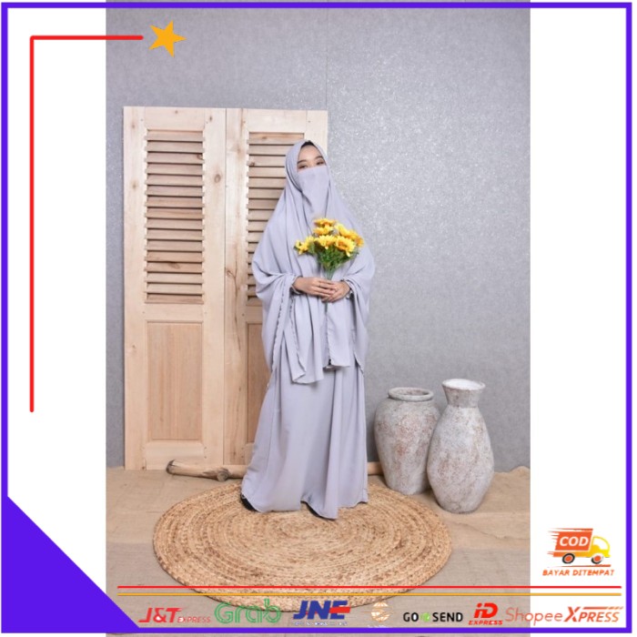 ❤BISA COD❤ Dress Aisyah 9 warna baru Set Gamis Syar’i Free Cadar Tali