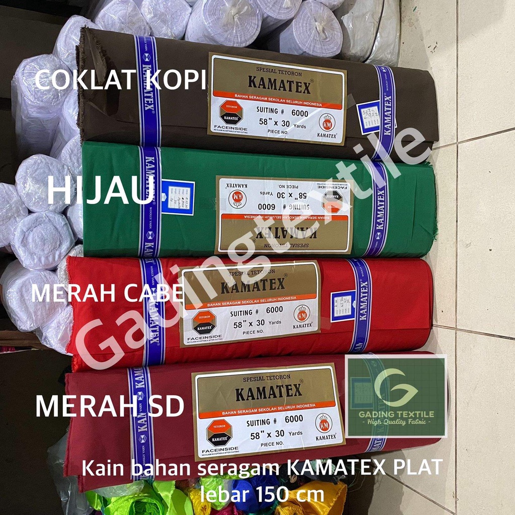 ( per setengah meter ) kain bahan seragam KAMATEX PLAT tetoron lebar 150 cm untuk celana rok sekolah pakaian dinas wearpack dasi topi seragam PDH PDL