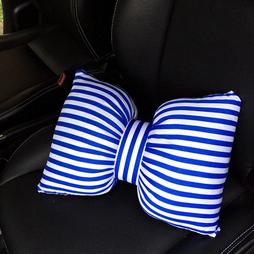 Bantal Sandaran Punggung Jok Mobil Pita Motif Garis Merah Biru Hitam