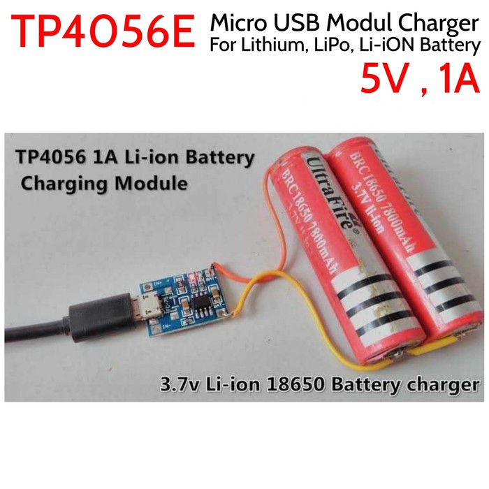 Modul TP4056E Micro USB Charger 18650 Baterai Lithium 5V 1A