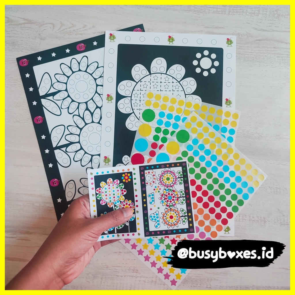 [busyboxes.id] Mainan Edukasi anak 2 tahun mainan edukasi anak 3 tahun Aktivitas anak menempel sticker bunga worksheet preschool