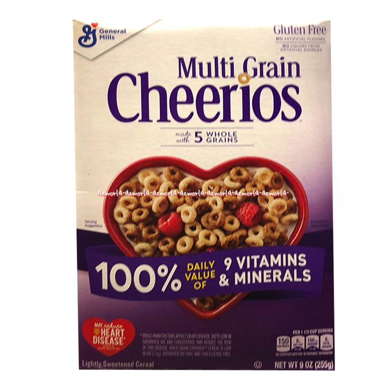 

General Mills Cheerios 255gr Multi Grain Whole Grain Gluten Free 9Vitamin Sereal Bulat Cherios