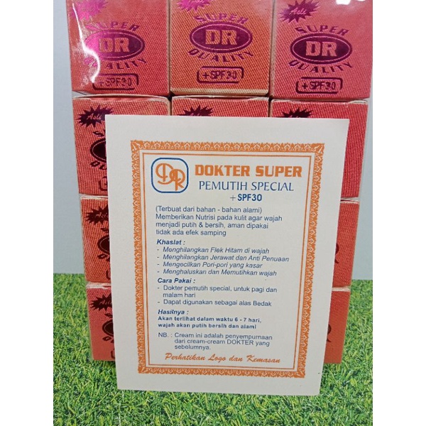 CREAM DR PINK SUPER ORIGINAL // Dokter pemutih spesial +SPF30 // 12 PCS