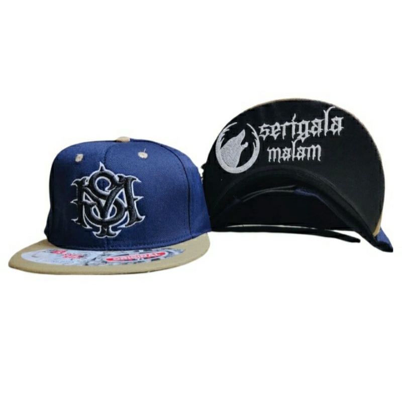 TOPI SNAPBACK SM (SERIGALA MALAM) NAVY BROWN