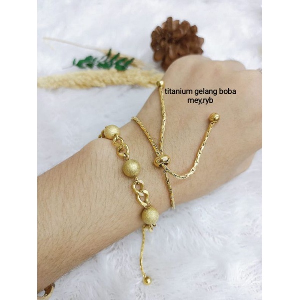 Gelang boba serut titanium, aman dipake mandi, titanium asli