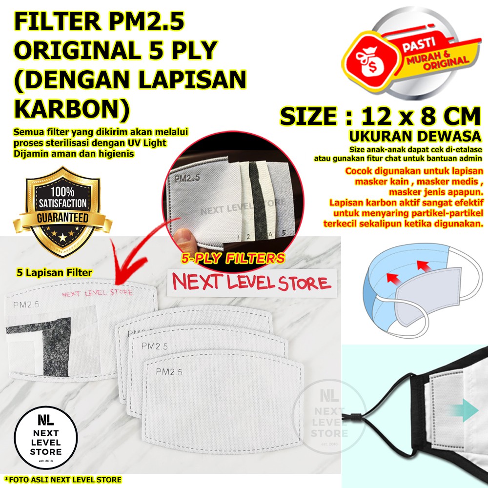 Refill Filter Masker PM 2.5 Insert N95 N99 Masker Kain Respirator ORIGINAL DEWASA DAN ANAK2