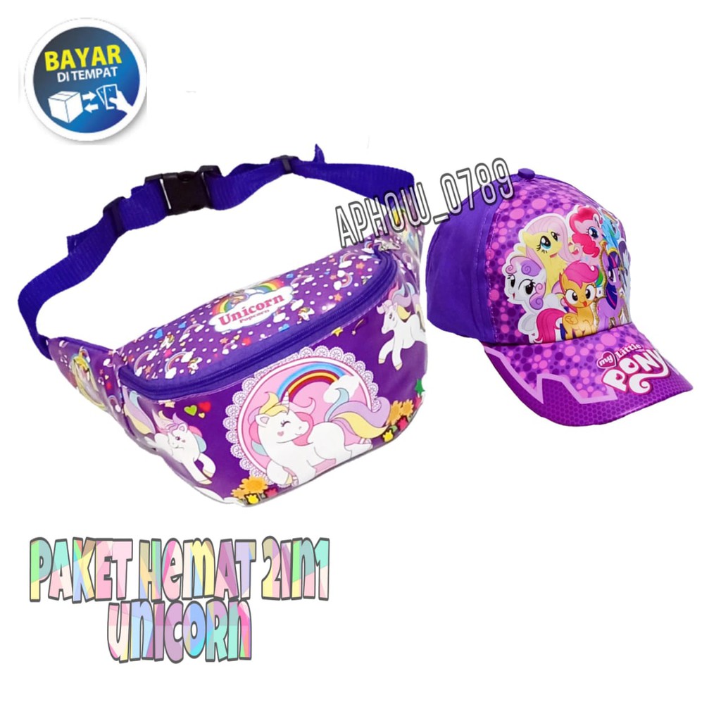 KSO_BAG - Tas Selempang WaistBag Anak Perempuan 2In1 Termurah Motif Carakter Kuda Poni Lucu