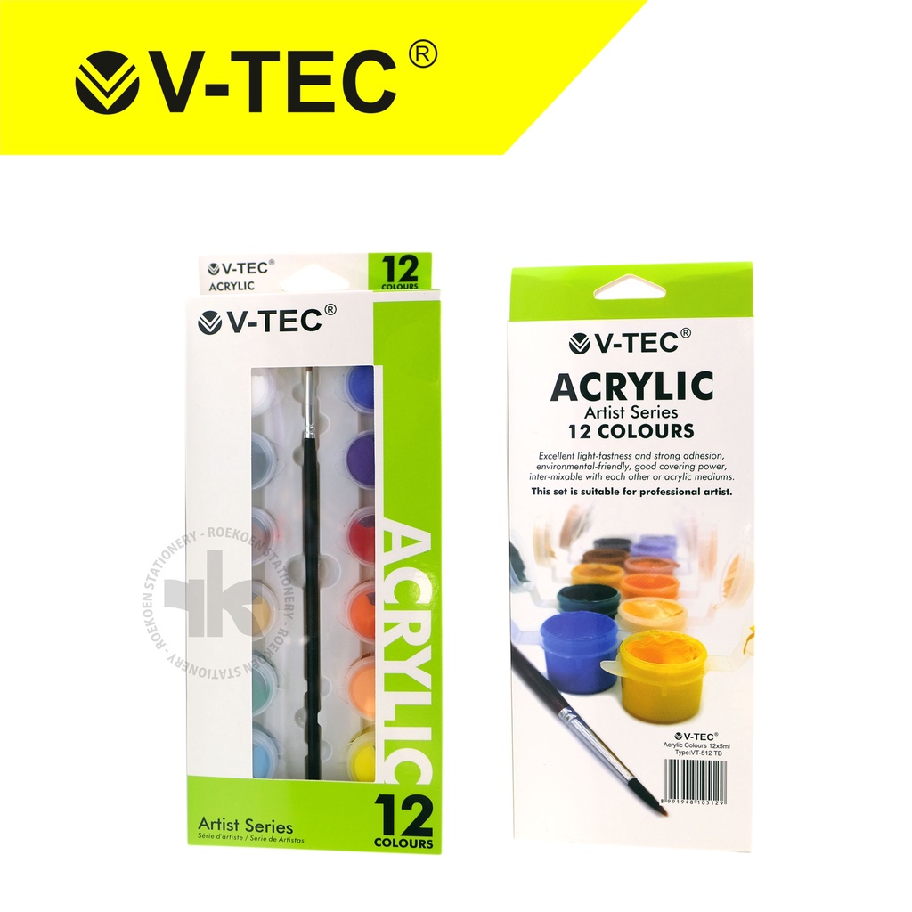 

V-Tec Cat Acrylic Set 5ml Artist Seriess VT-512TB (12 Warna)