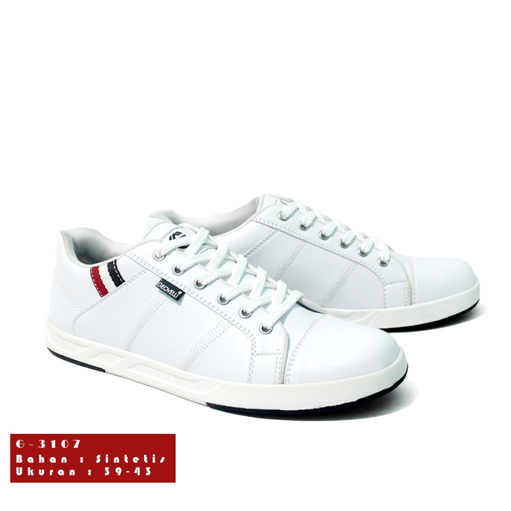 GEOVELLI Ori Sepatu Casual Sneakers Pria Geovelli Pria Full White Sepatu Putih