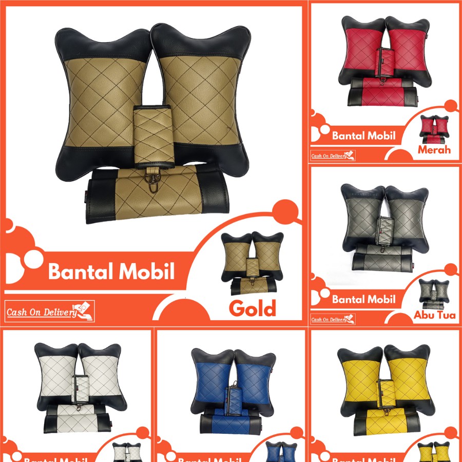 Set Bantal Mobil Premium 3 in 1 Bantal Seatbelt dan Kunci STNK Aksesories Mobil