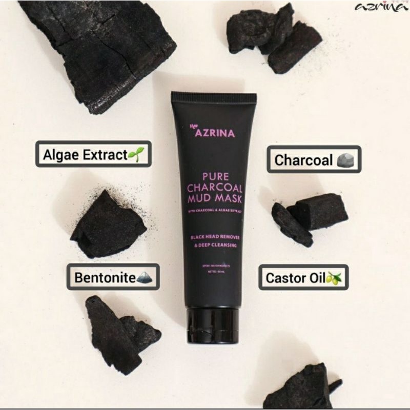 AZRINA PURE CHARCOAL MUD MASK | 50 ML | BPOM