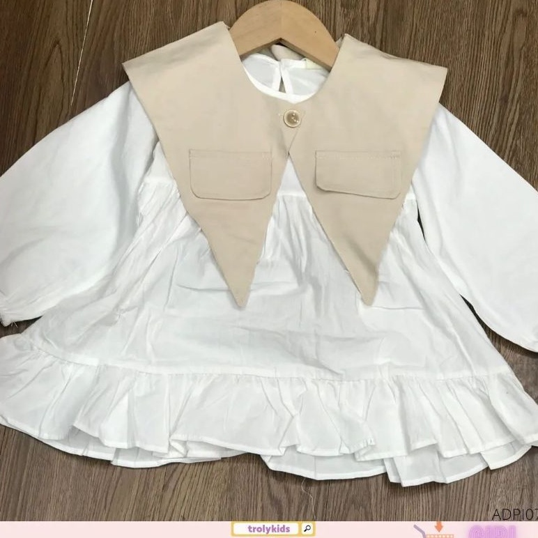 ADPI075 - Dres Katun Rompi V Lepasan Polos Anak Perempuan Import