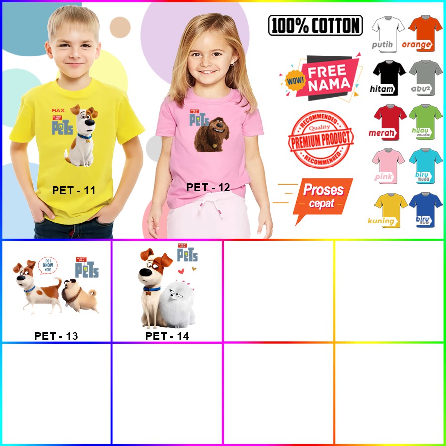 Baju Kaos ANAK DAN DEWASA PET COUPLE (FREE NAMA)