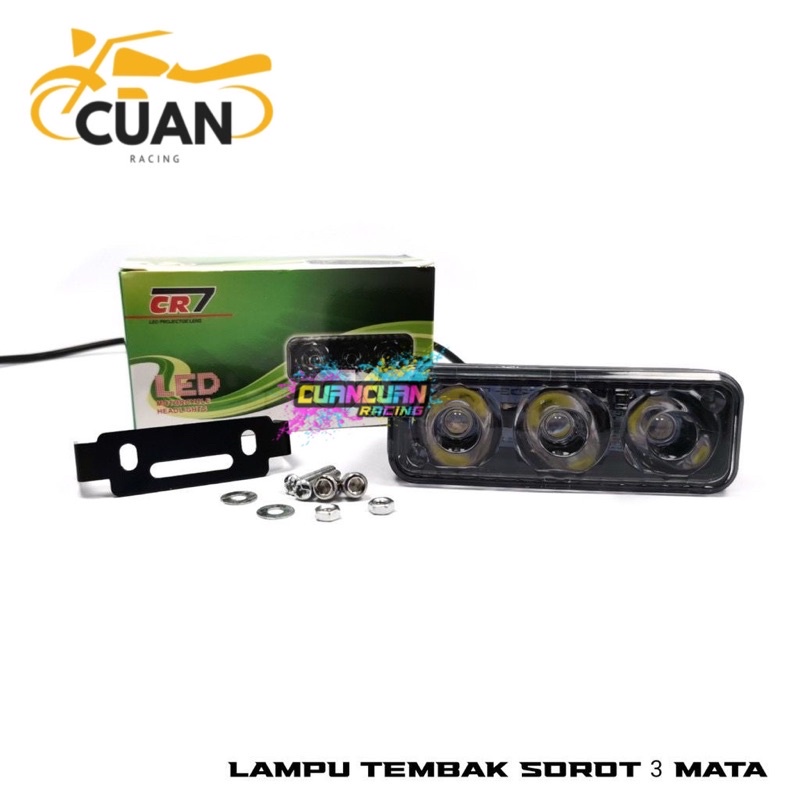 Lampu Tembak LED E03 Sorot Cree 3 Mata 9 Watt Motor Mobil E03R Kabut Worklight foglamp foglight