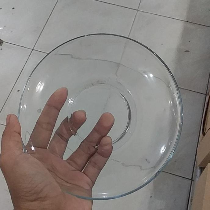 ```````] lepek bening kaca polos uk 16 cm isi 6 pcs