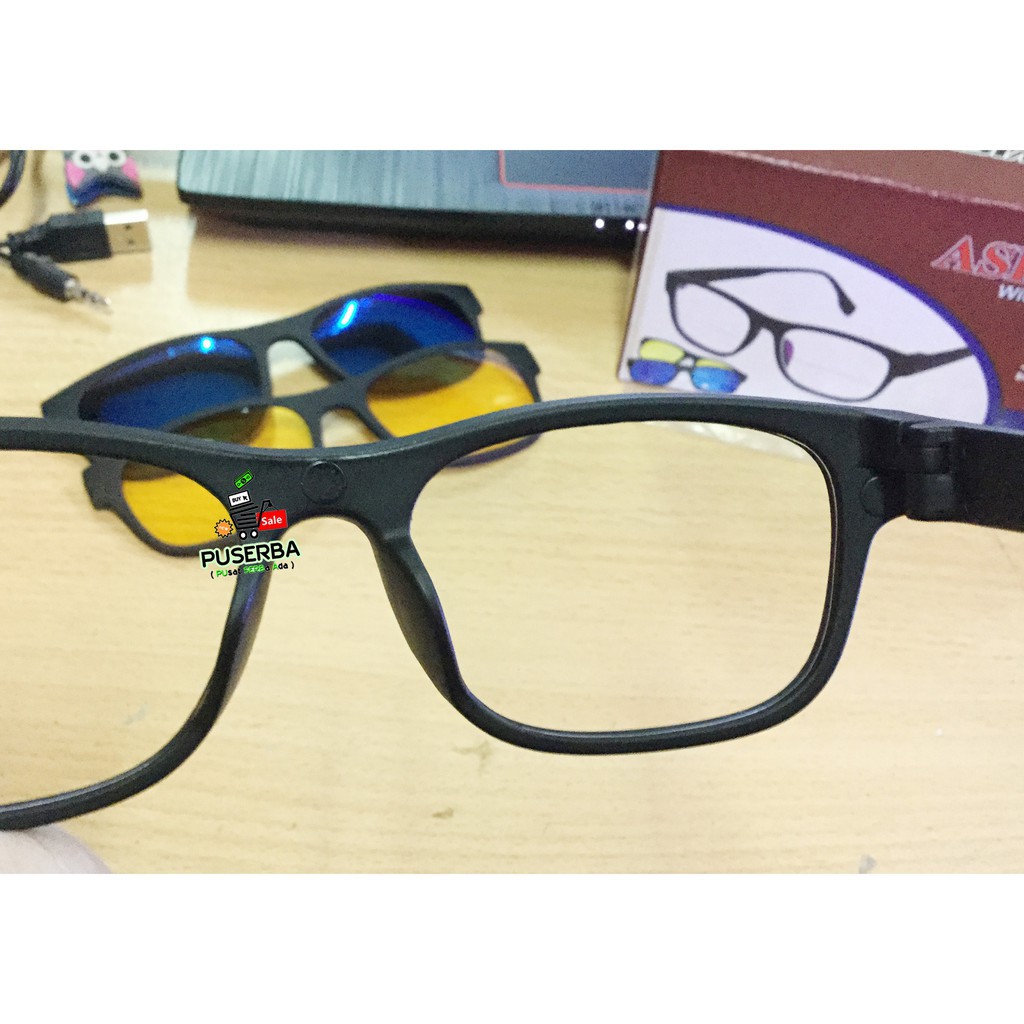 PRODUK BERKUALITAS  Ask Vision 3 in 1 Kacamata Magnet Magic HD Vision - Day Night View HD