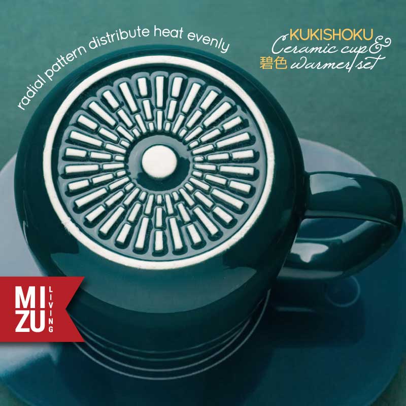 MIZU KUKISHOKU Ceramic Mug &amp; Warmer Set Cangkir Teh Cangkir Kopi Keramik Tatakan Penghangat Minuman