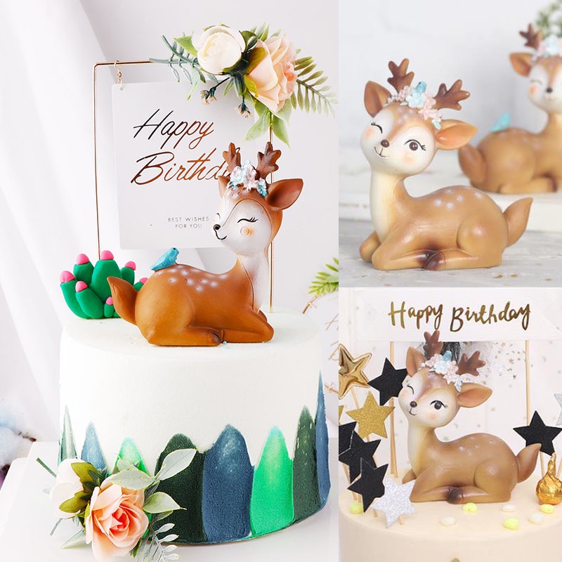Topper Kue Desain Rusa Sika Untuk Dekorasi Pesta Pernikahan