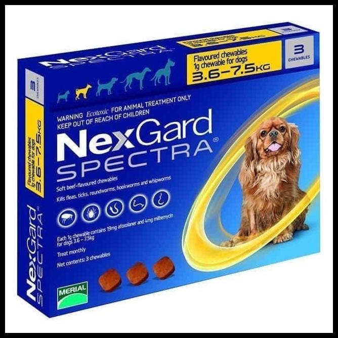 Nexgard Spectra Size S (3,6-7,5Kg) - Obat Kutu Anjing Plus Obat Cacing