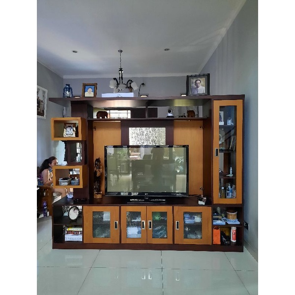 Rak TV Partisi Ruangan 2 Sisi Jumbo Besar Big Size Furniture Rumah Mewah Premium Lemari