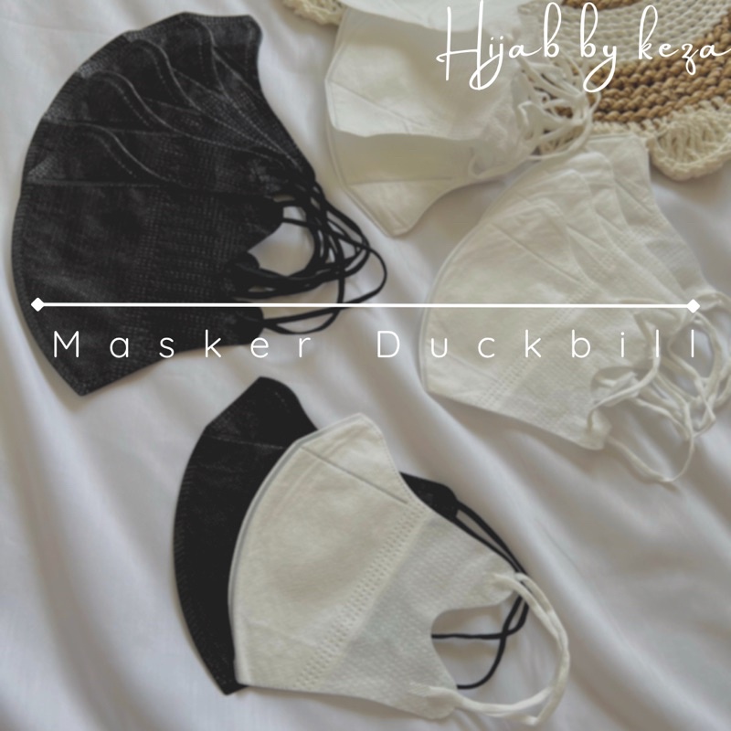 Masker Duckbill hitam &amp; Putih 10 pcs - 1 box